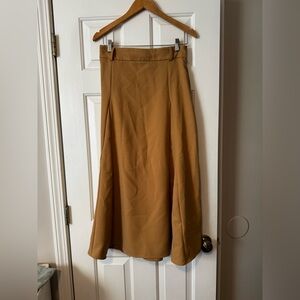Reserved Midi Skirt Size M | Camel A-Line Full Skirt | High Waist Side Zip 0559